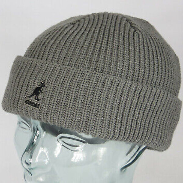 KANGOL Cardinal 2 Way Beanie Pull on Strickmütze Cap Wollmütze grau Neu