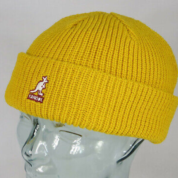 KANGOL Cardinal 2 Way Beanie Pull on Strickmütze Cap Wollmütze gelb old gold Neu