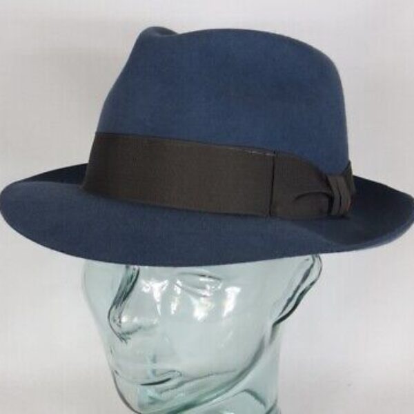 Eleganter MAYSER HUT CITY Herren blau Haarfilz Fedora Bogart Neu