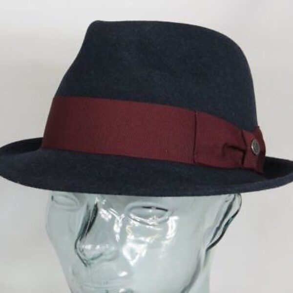 BUGATTI TRILBY Hut Wollfilz blau Trilbyhut Filzhut Fedora Wolle Hat klein Neu