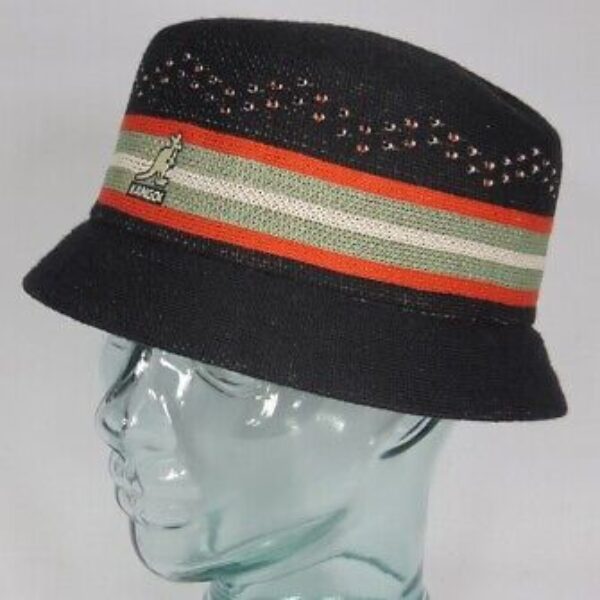 KANGOL SLICK STRIPE BIN Bucket Hat Fischerhut Schlapphut Hut schwarz NEU