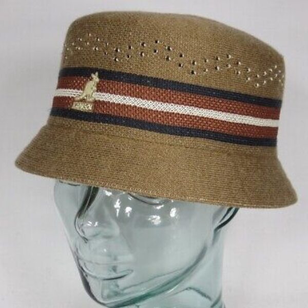 KANGOL SLICK STRIPE BIN Bucket Hat Fischerhut Schlapphut Hut camel NEU