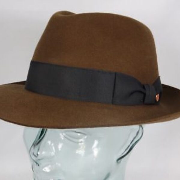Eleganter MAYSER HUT CITY braun Haarfilz Fedora Bogart Neu