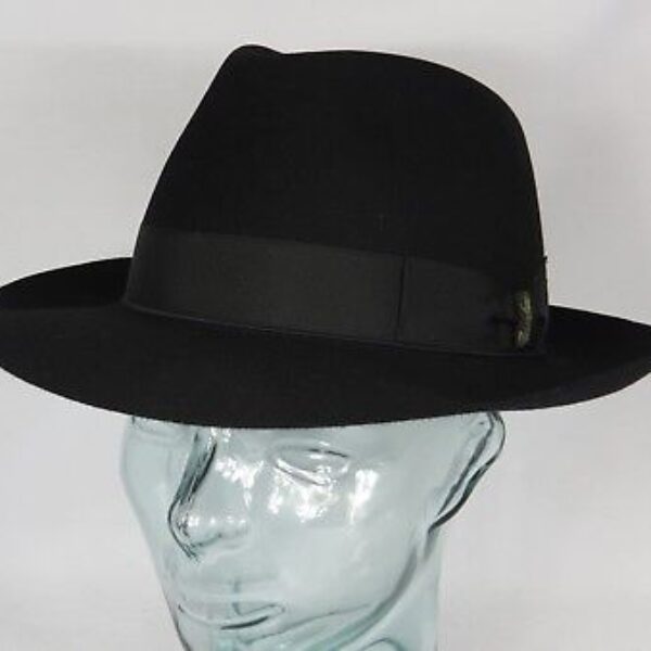 Original Borsalino Hut Qualita Superiore Haarfilz schwarz Fedora Bogart Hat Neu