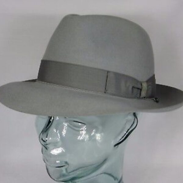 Original Borsalino Hut  Qualita Superiore Haarfilz hellgrau Fedora Bogart Hat Neu