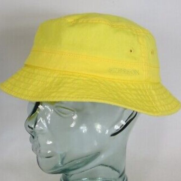 STETSON BUCKET HAT Fischer Hut Schlapphut Stoffhut Baumwolle gelb NEU