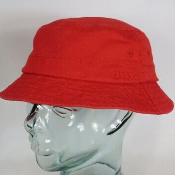 STETSON BUCKET HAT Fischer Hut Schlapphut Stoffhut Baumwolle rot NEU