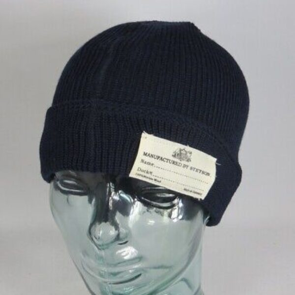 STETSON Beanie Watch Cap Strickmütze Pudel Woll Merino Mütze blau Neu
