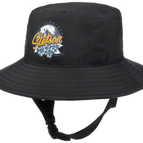 STETSON Bucket Hat Surf Fischer Sonnen Hut Fast Dry Riemen schwarz Neu