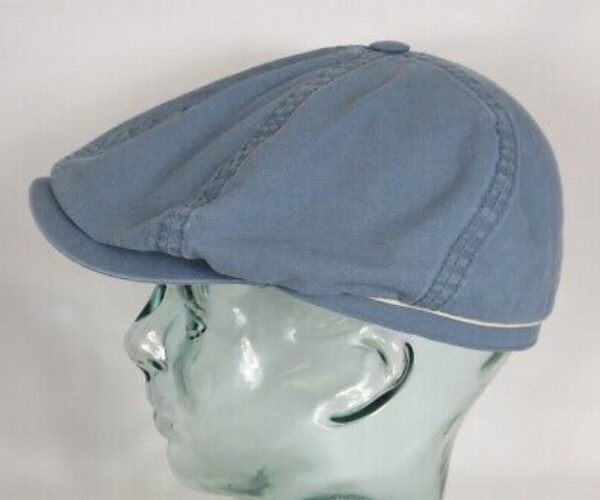 STETSON BROOKLIN Organic Cotton Mütze Flatcap Schiebermütze 6-Panel Cap Blau NEU