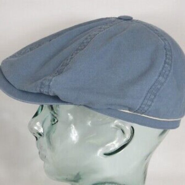 STETSON BROOKLIN Organic Cotton Mütze Flatcap Schiebermütze 6-Panel Cap Blau NEU