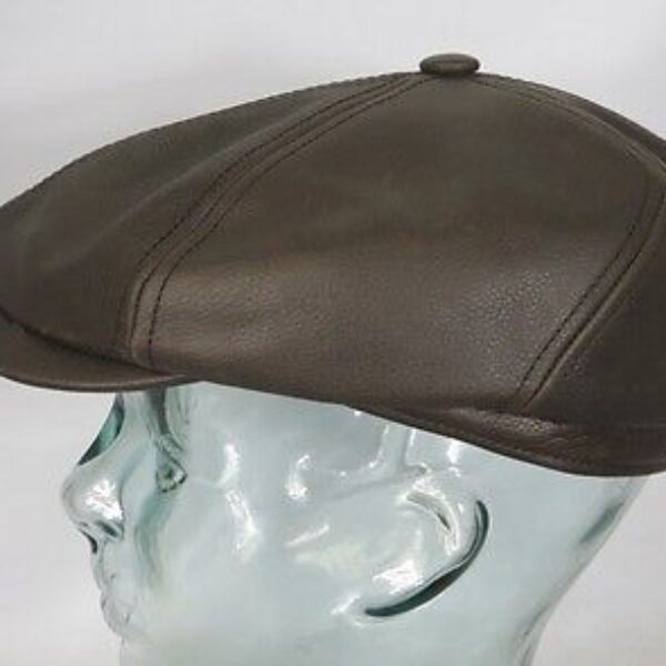 STETSON Brooklin Cowhide LEDER Flatcap 6-Panel Cap Mütze Schiebermütze Hut NEU