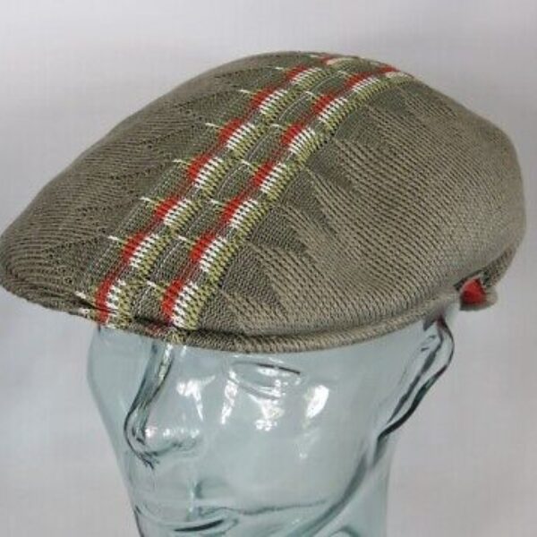 KANGOL Argyle STRIPE 504 Flatcap Ivy Cap Sommermütze Golfcap Mütze taupe NEU