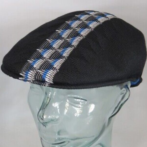 KANGOL Argyle STRIPE 504 Flatcap Ivy Cap Sommermütze Golfcap Mütze schwarz NEU