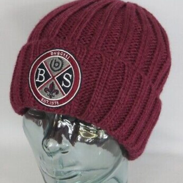 BUGATTI Strickmütze Winter Mütze Wollmütze Skimütze Beanie Pull on rot Neu