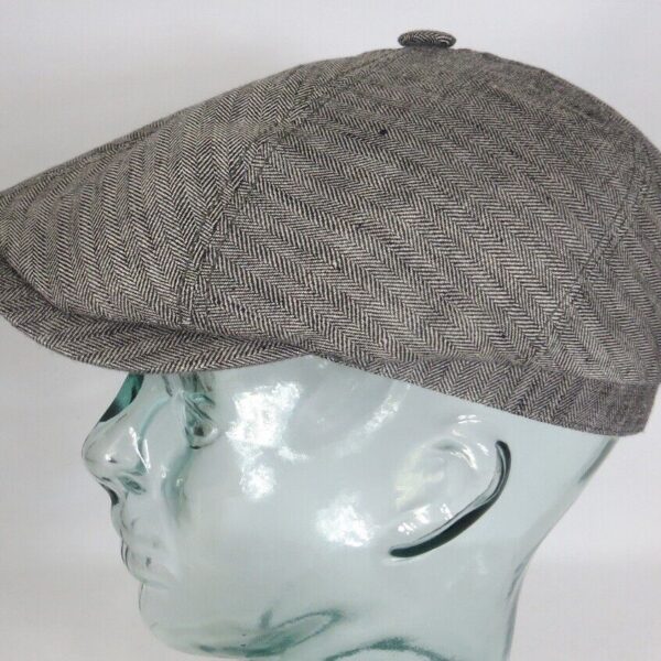 STETSON BROOKLIN Leinen Mütze Flatcap Schiebermütze 6-Panel Cap grau NEU