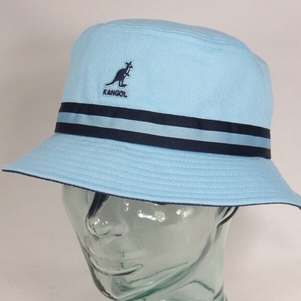 KANGOL STRIPE LAHINCH Bucket Hat Fischerhut Schlapphut Stoffhut Hut hellblau NEU