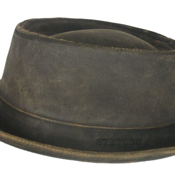 STETSON ODENTON PORK PIE Hut used look Player Trilby Porkpie Hat braun NEU