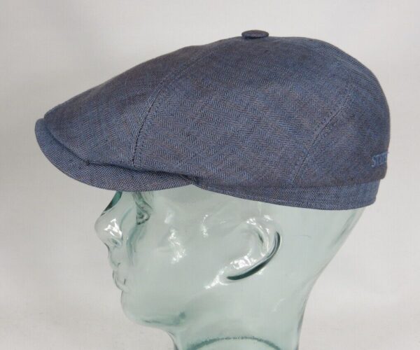 STETSON BROOKLIN Leinen Mütze Flatcap Schiebermütze 6-Panel Cap blau NEU