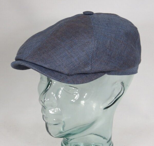 STETSON BROOKLIN Leinen Mütze Flatcap Schiebermütze 6-Panel Cap blau NEU – Bild 2