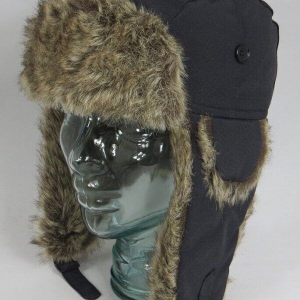 BRIGG Fliegermütze Fliegerhaube Fellmütze Webpelz Tschapka Winter Mütze schwarz