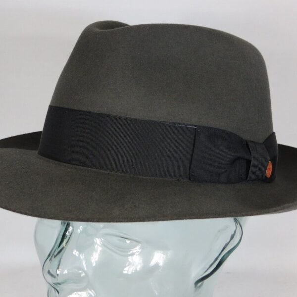 Eleganter MAYSER HUT CITY Grau Haarfilz Fedora Bogart Neu