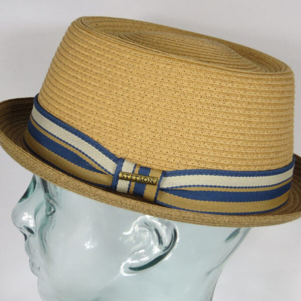 Stetson Pork Pie Hut Toyo Porkpie Hat Strohhut Sommerhut beige braun Neu