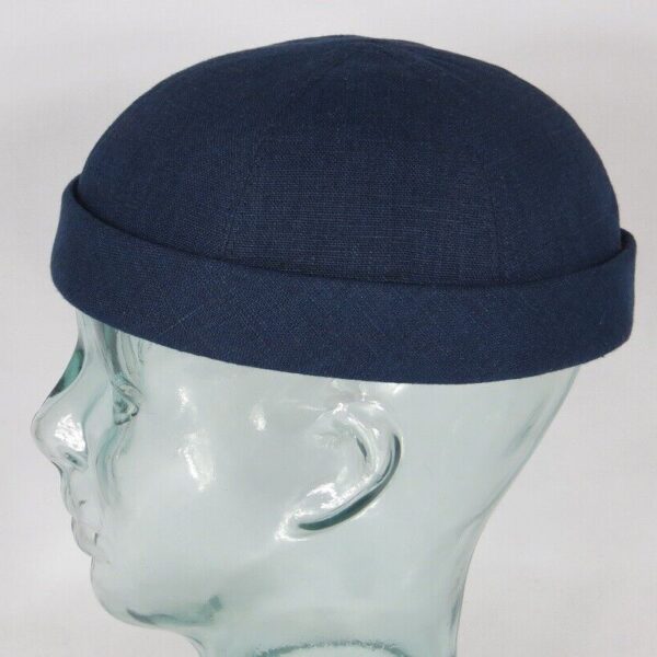 BULLANI Sailorcap Leinen Dockermütze Docker Mütze Skull Cap Sailor blau  Neu