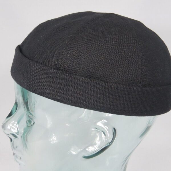 BULLANI Sailorcap Leinen Dockermütze Docker Mütze schwarz Skull Cap Sailor Neu