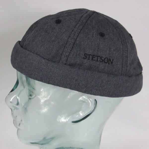STETSON Docker Cap Melange Skullcap Sailorcap Mütze Kappe dunkelgrau Neu
