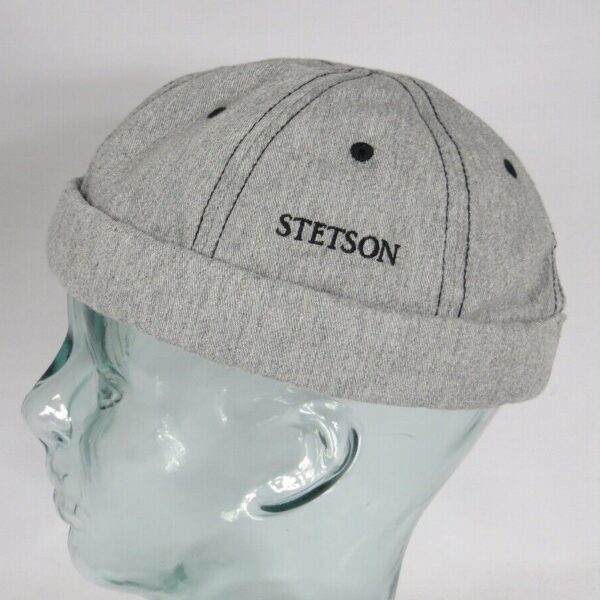 STETSON Docker Cap Melange Skullcap Sailorcap Mütze Kappe hellgrau Neu