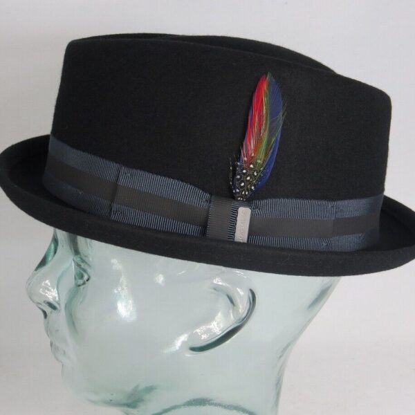 STETSON Diamond Pork Pie Hut Wollfilz schwarz Woolfelt Trilby Player Hat