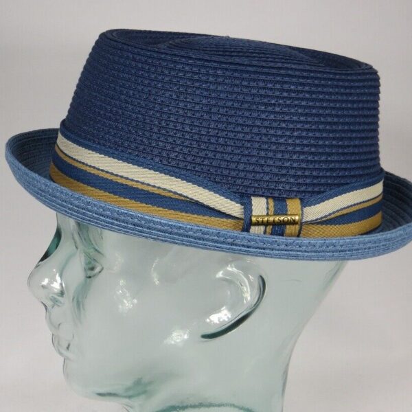 STETSON PORK PIE Hut Toyo Porkpie Hat Strohhut Sommerhut blau Neu