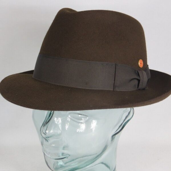 Eleganter MAYSER HUT CITY braun Haarfilz Fedora Bogart Hat Neu