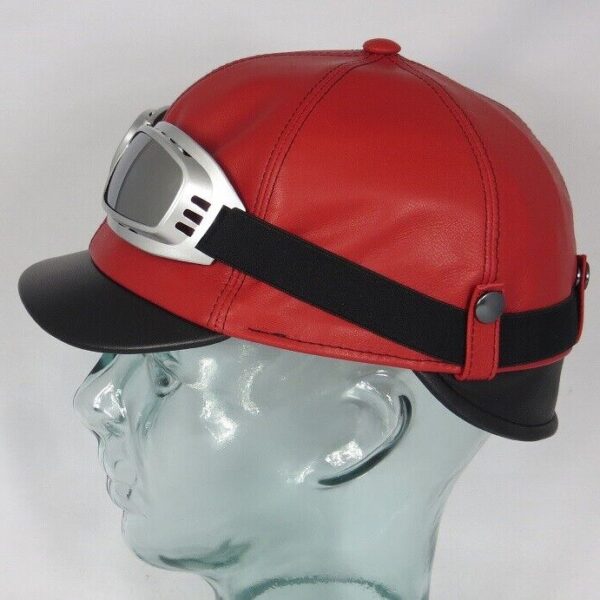BULLANI Oldtimer Cabrio Auto Mütze Kappe Leder rot schwarz Made in Germany Neu