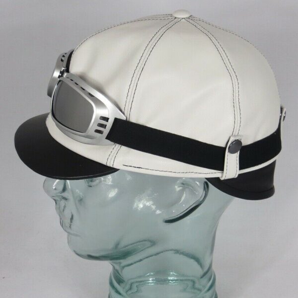 BULLANI Oldtimer Cabrio Auto Mütze Kappe Leder weiß schwarz Made in Germany Neu