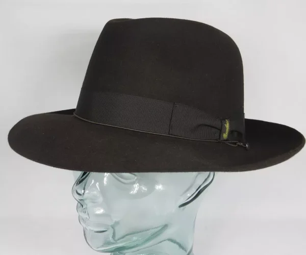 Original Borsalino Hut Qualita Superiore Haarfilz Braun Fedora Bogart Hat Neu