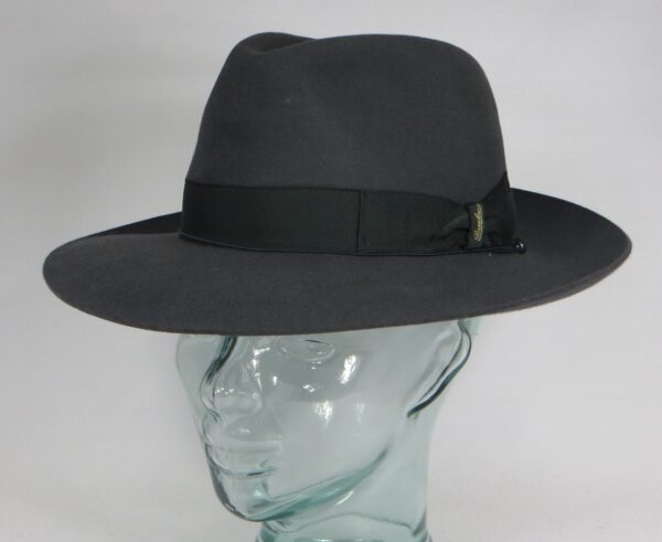 Original Borsalino Hut Qualita Superiore Haarfilz mittel grau Fedora Bogart Hat Neu