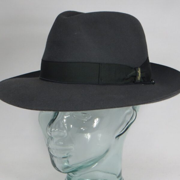 Original Borsalino Hut Qualita Superiore Haarfilz mittel grau Fedora Bogart Hat Neu