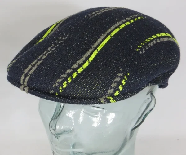 KANGOL Glitched 504 Flatcap Ivy Cap Golfcap Stripe Schieber Mütze blau NEU