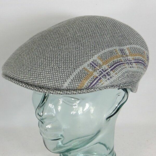 KANGOL PLAID STRIPE 504 Flatcap Ivy Cap grau Wintermütze Golfcap Mütze NEU