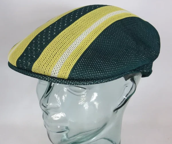 KANGOL Vented Stripes 504 Flatcap Ivy Cap Sommermütze Golfcap Mütze grün NEU