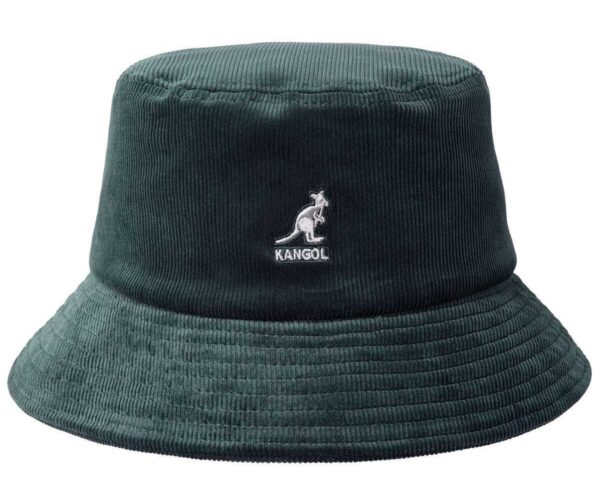 KANGOL Cord Bucket Hat Fischerhut Schlapphut Stoff Hut Baumwolle grün NEU