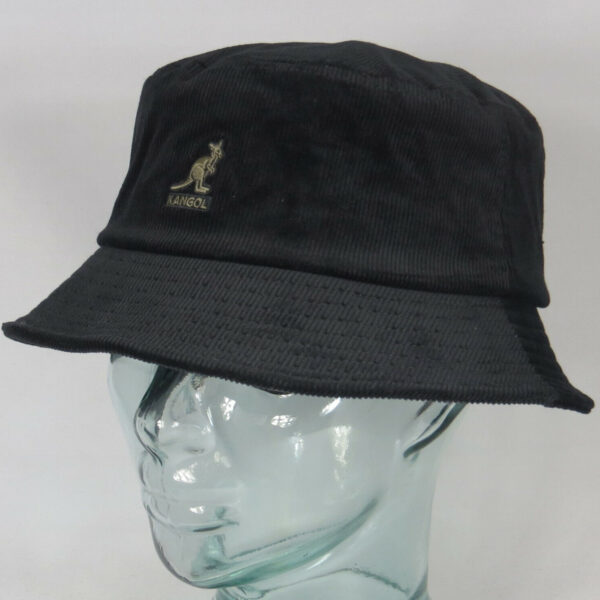 KANGOL Cord Bucket Hat Fischerhut Schlapphut Stoff Hut Baumwolle schwarz NEU