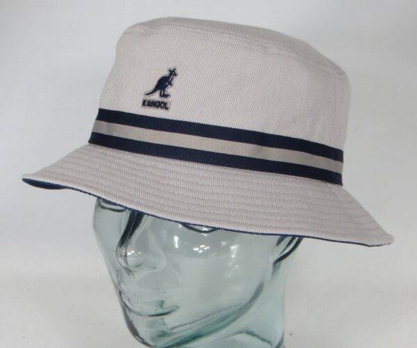 KANGOL STRIPE LAHINCH Bucket Hat Fischerhut Schlapphut Stoffhut Hut grau NEU