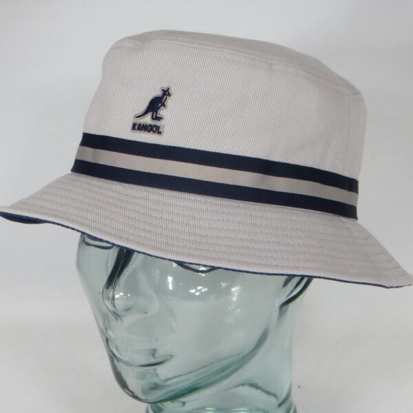 KANGOL STRIPE LAHINCH Bucket Hat Fischerhut Schlapphut Stoffhut Hut grau NEU
