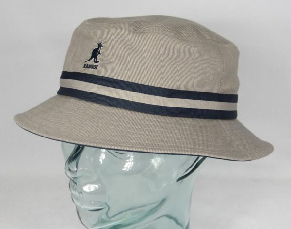 KANGOL STRIPE LAHINCH Bucket Hat Fischerhut Schlapphut Stoffhut Hut grau NEU