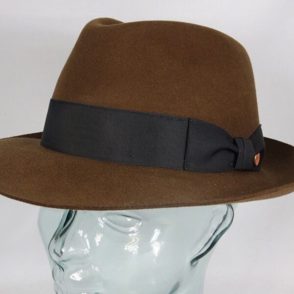 Eleganter MAYSER HUT CITY braun Haarfilz Fedora Bogart Neu