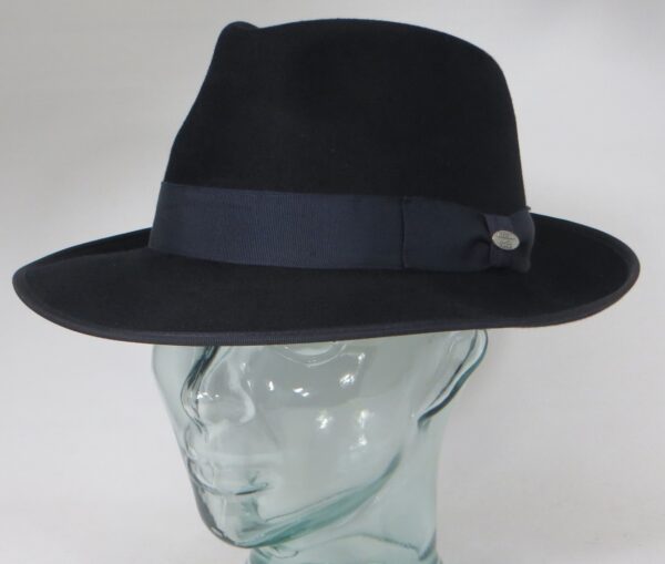 Eleganter Mayser Hut Padua blau Haarfilz Fedora Bogart Hat Neu