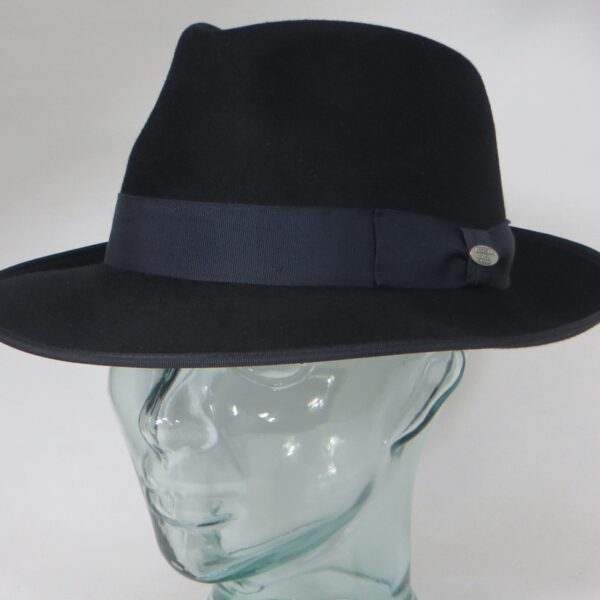 Eleganter Mayser Hut Padua blau Haarfilz Fedora Bogart Hat Neu